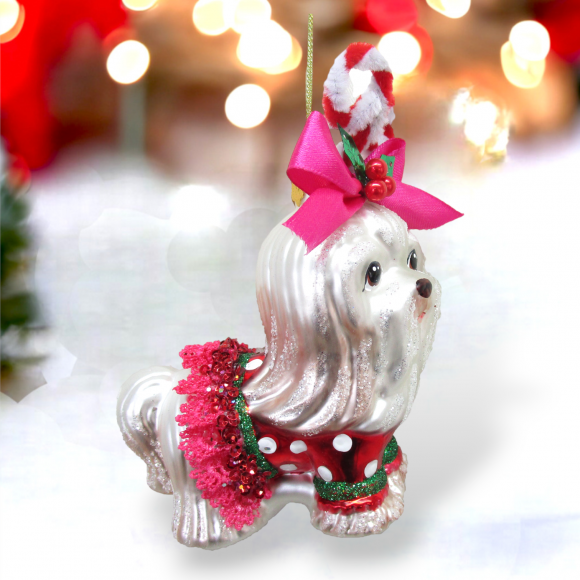 Shih Tzu Candy Cane Outfit Ornament