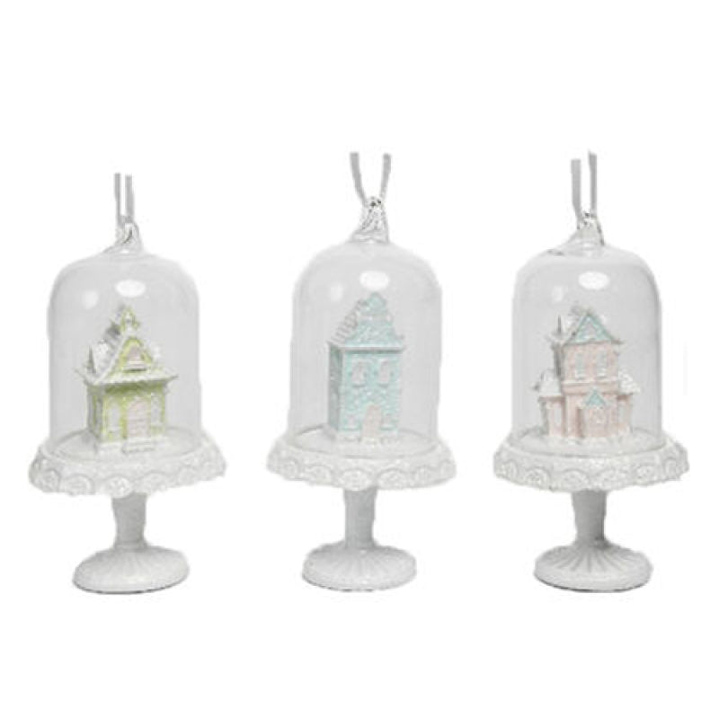 Gingerbread Houses in Cloche Ornaments