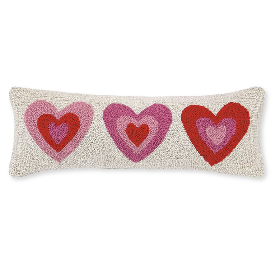 Pink Hearts Pillow 8x24