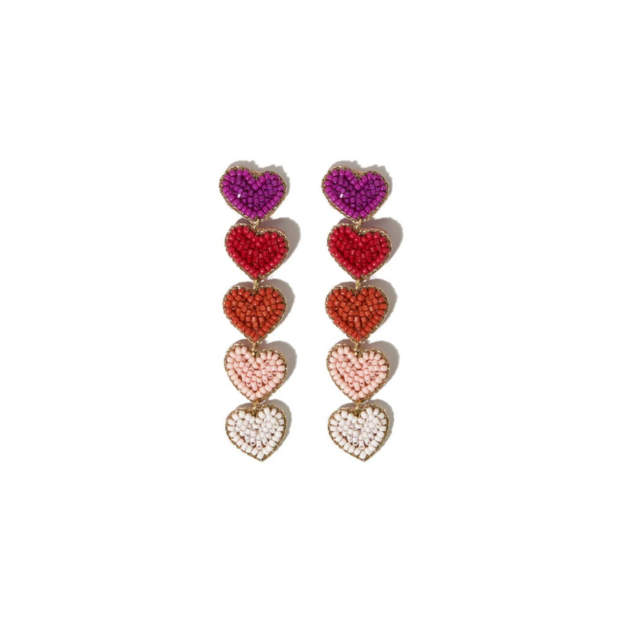 Magenta Ombre 5 Heart Dangle Earrings
