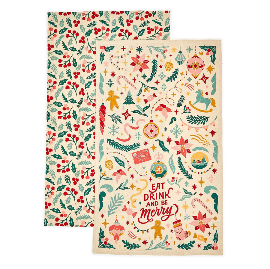 Be Merry Vintage Set of 2 Dish Towels