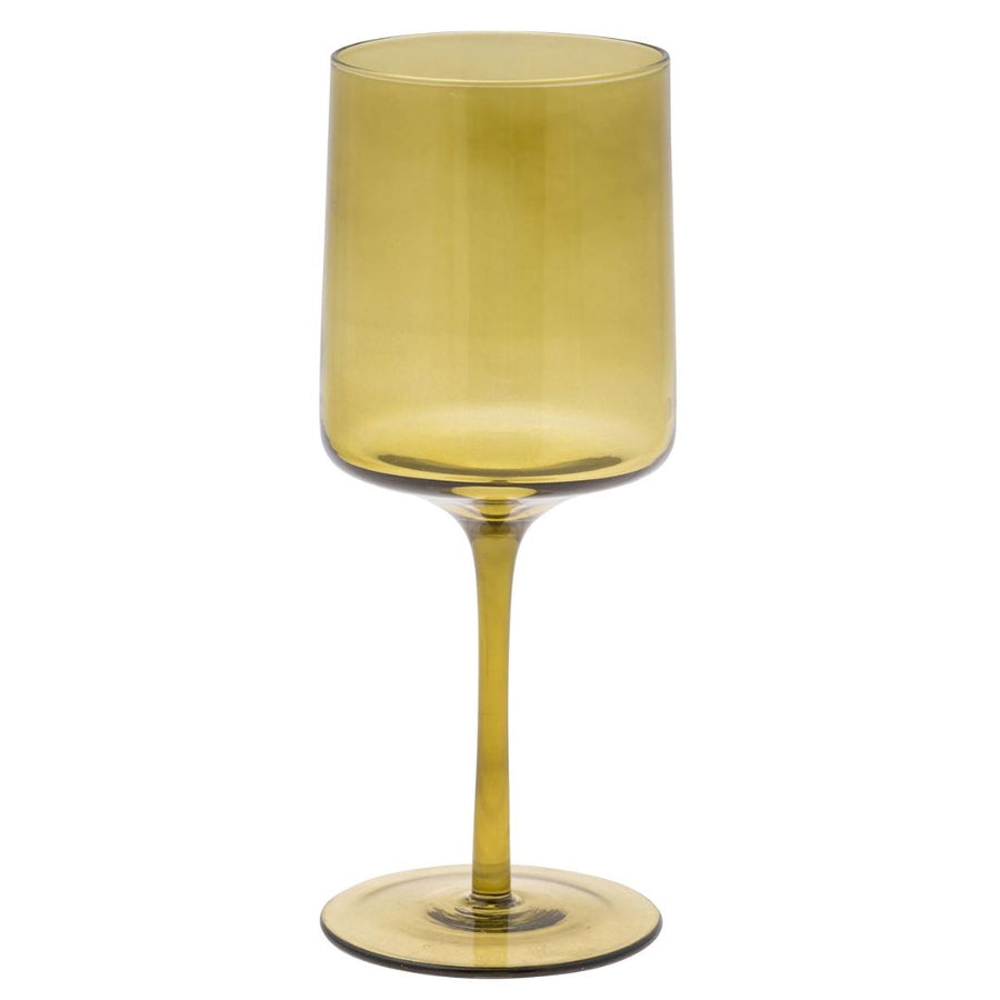 Mid Century Wine Glass Olive