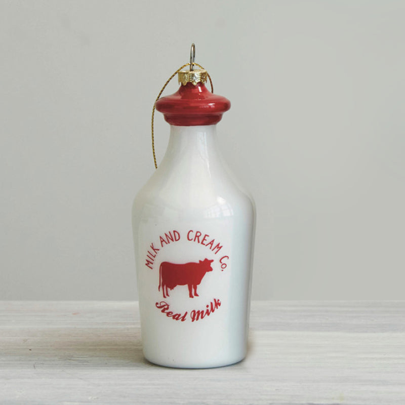 Glass Milk/Cream Bottle Ornament