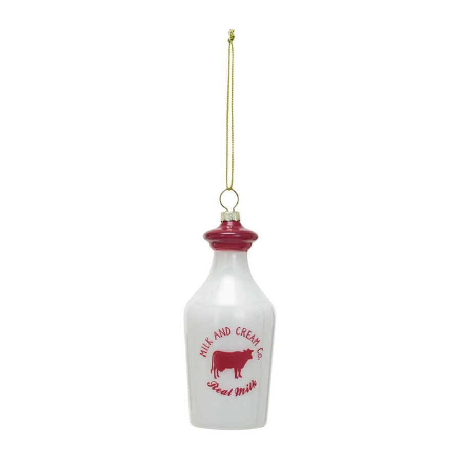 Glass Milk/Cream Bottle Ornament