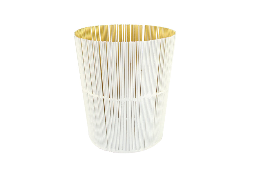 White & Gold Wire Tall Basket